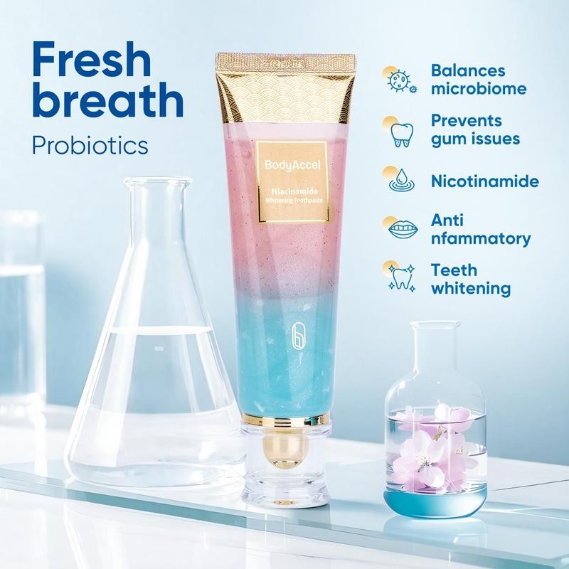 BodyAccel Whitening Toothpaste, Free of Fluoride, Nicotinamide, Anti plaque, Oral