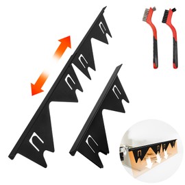 Stove Gap Covers Stainless Steel, 2 Pack Counter Stove Oven Gap Filler, Width 0.79" and Adjustable Length 13.8" to 27.5", Stove Burner Covers Oven Guards for Sides, Heat Resistant Easy to Clean(Black)