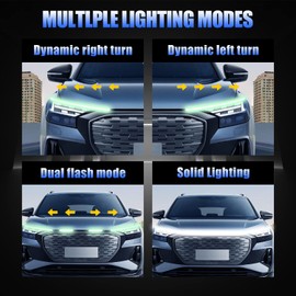 2023 70Inch Dynamic Car Led Hood Lights with Turn Signal and Dual Flash, KFZMAN 12V RGB Car Hood Lights Strip with Remote, Hoodbeam Lights Kit for Cars, SUV, Truck, Off-Roading Vehicles