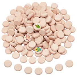 NBEADS Pack of 200 Beech Wood Round Pieces, 25 mm Unfinished Wooden Circles Round Discs Wooden Cutouts Ornaments for DIY Crafts Painting Wedding and Home Decoration, 8 mm Thick
