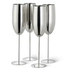 Oak & Steel - 4 Silver Stainless Steel Champagne Flutes