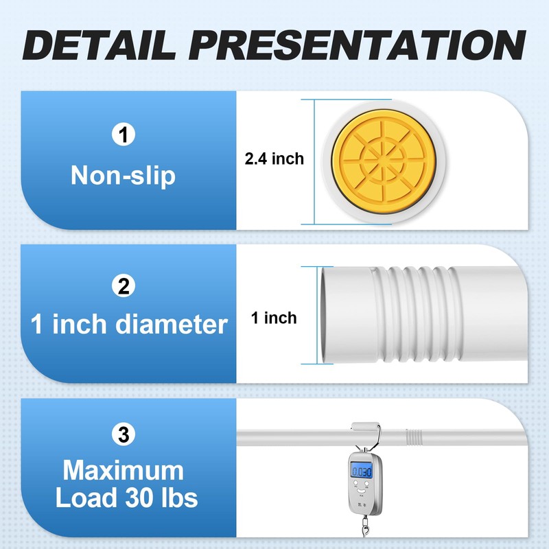 CorkLatta White Shower Curtain Rod 31 to 68 Inch,1 Inch