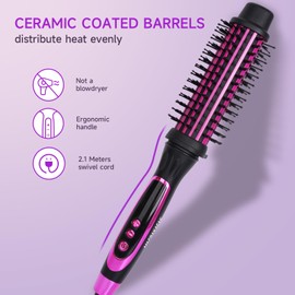 Thermal Round Brush Heated Hair: Thermal Brush Heated Round Brush Blowout Hot Tools Curling Iron with Temp Control Makes Hair Smoother Dryer Comb Rollers Hair Curlers