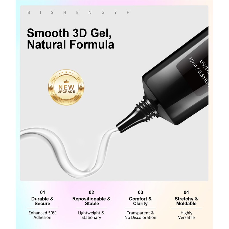 BISHENGYF Chrome Nail Powder With 3d Nail Gel Kit：15g No