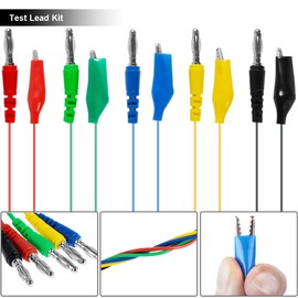 DKARDU 30 pcs Test Lead Kit 4mm Banana Plug to Alligator Clip,Back Probes Pins,Alligator Clip Set,Alligator Clip to Alligator Clip Test Lead,for Multimeter Diagnosis Circuit Testing