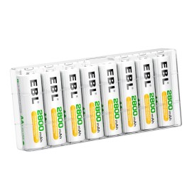 EBL 1.2V NiMH Rechargeable AA AAA Batteries 8xAA & 8x AAA / Battery Charger - 8x AA 2800mAh