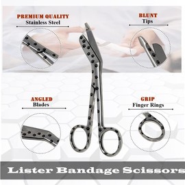 Lister Bandage Scissors 5.5" Nurse Vet Tech Gift - Made of Stainless Steel - First Aid, Used For Cutting Gauze, Tape, Clothing Bandages, Vet Wrap Adhesive Removal (Silver Paws)