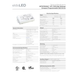 eldoLED | 274A3W OPTOTRONIC OTi 75W High Wattage Compact Programmable LED Driver | Replacement for 58017 Osram | OTI75W/120-277/2AO DIM-1/J AUX