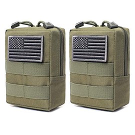 2 Pack Molle Pouches - Tactical Compact Water-Resistant EDC Pouch (Army Green)