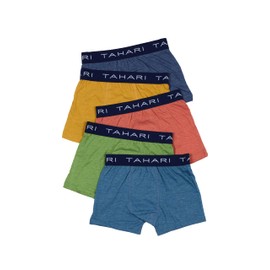 TAHARI Boys' 5-Pack Printed & Solid Boxer Briefs - Soft Cotton, Logo Waistband, Comfortable, Durable Everyday Underwear, Sunset, 4T