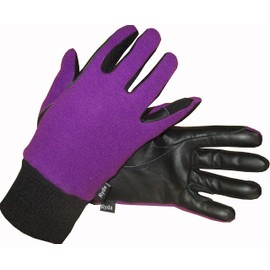 Ryda Childrens Winter Fleece Backed Leather Horse Riding Gloves (Purple, Small)