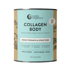 Nutra Organics Collagen Body Joints + Bones with Bioactive Collagen Peptides + Calcium Vitamin D Unflavoured 225g