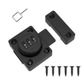 I-EASYDWW Combination Cabinet Latch, Keyless Drawer Lock, Easy to Install, Suitable for Kitchen Cabinet, Office Drawer, Wooden Furniture, One-Way Door, Etc (Black, 1 Pack)