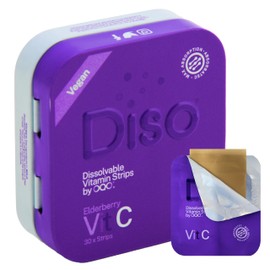 Diso® Vitamin C Supplement | High Strength Dissolvable Strips with Elderberry & Zinc | Vegan Alternative to Vitamin C Tablets & Gummies | Immunity, Antioxidant & Collagen Support | 30 Days