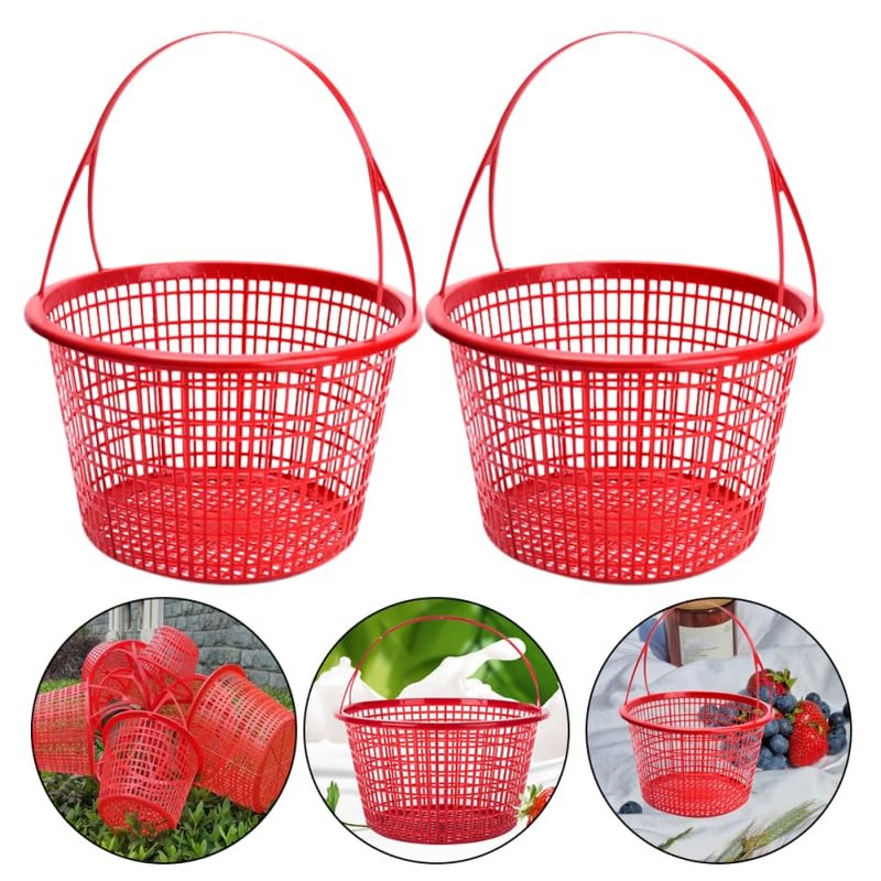INOOMP 10pcs Plastic Berry Baskets Fruit Picking Basket with Handle