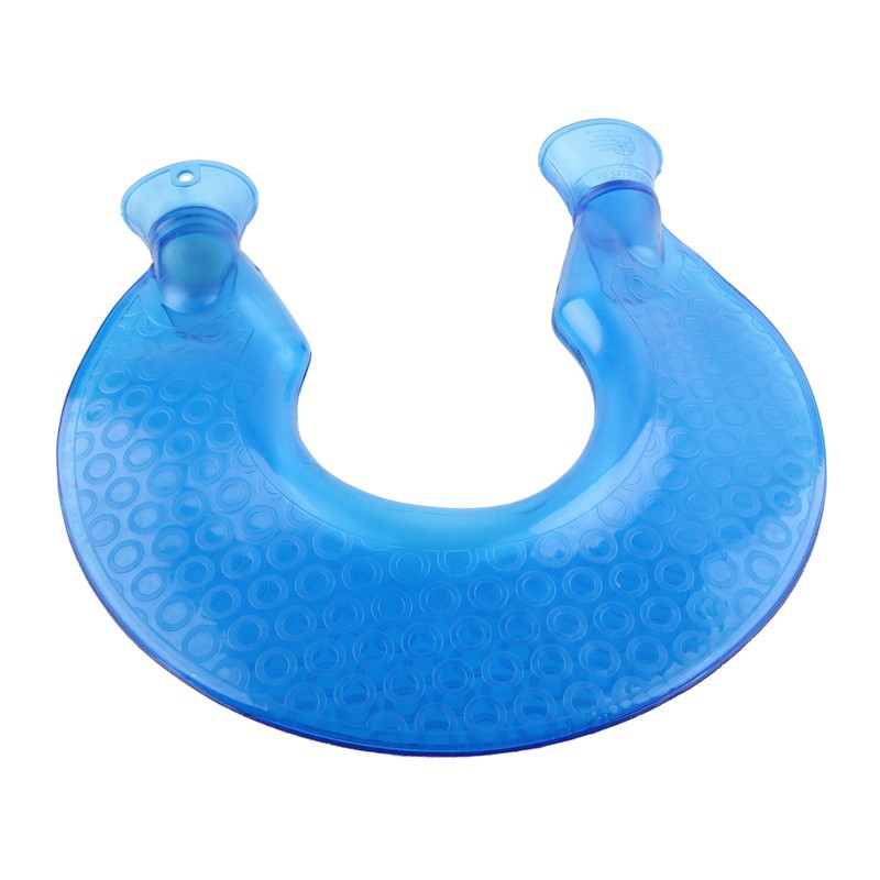 1400ml U Shaped Hot Water Bag Translucent Blue PVC Heating