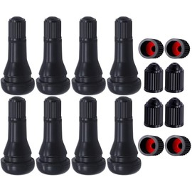 MEAJOO 8PCS TR413 Tubeless Tire Valve Stems, Snap-in Rubber Valve Stems for 0.453 Inch Rim Holes, Replacement for Car Tubeless Tires, with 8Pcs The Upgraded Version Tire Valve Stem Caps