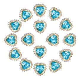 PATIKIL 16mm Heart Sew on Rhinestones, 20 Pcs Rhinestone Sequin Embellishments Crystal Glass Metal Base Flower Claw Rhinestones for Bedazzling Crafting Clothes, Lake Blue
