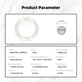 CGELE Pneumatic Tubing Clear PU Air hose Pipe Tube Kit 5/32 inch or 4mm OD 2.5mm ID 39.4ft/12 Meter for Air Line or Fluid Transfer