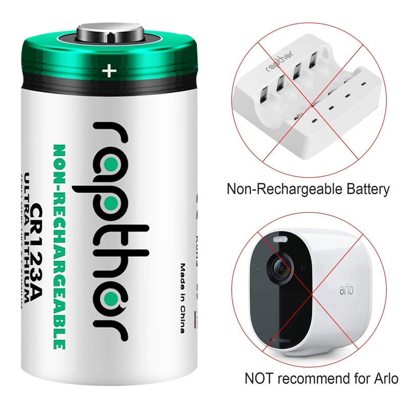 rapthor CR123A Lithium Batteries 1650mAh High Power UL Certified 3V