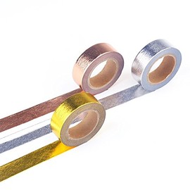 DECORA - 3 piezas de cinta adhesiva Washi dorada para manualidades y manualidades de primera calidad, suministros de envoltura de regalo para decoración del hogar y uso del día de San Valentín