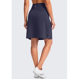 SANTINY Women's 20'' Knee Length Skorts Skirts 6 Pockets High Waisted Drawstring Long Athletic Tennis Golf Skirt Women(Navy_XXL)