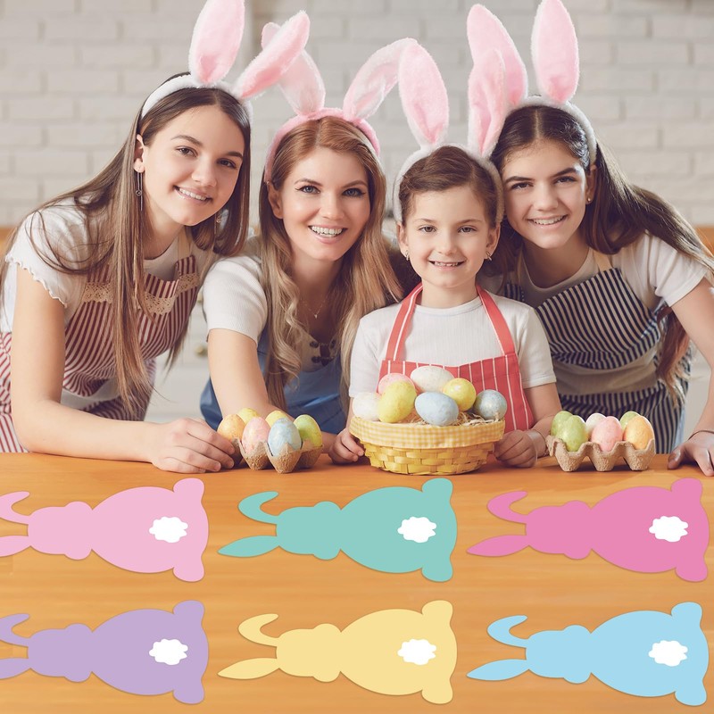 6 Pcs Easter Bunny Placemats Set Bunny Happy Easter Plastic