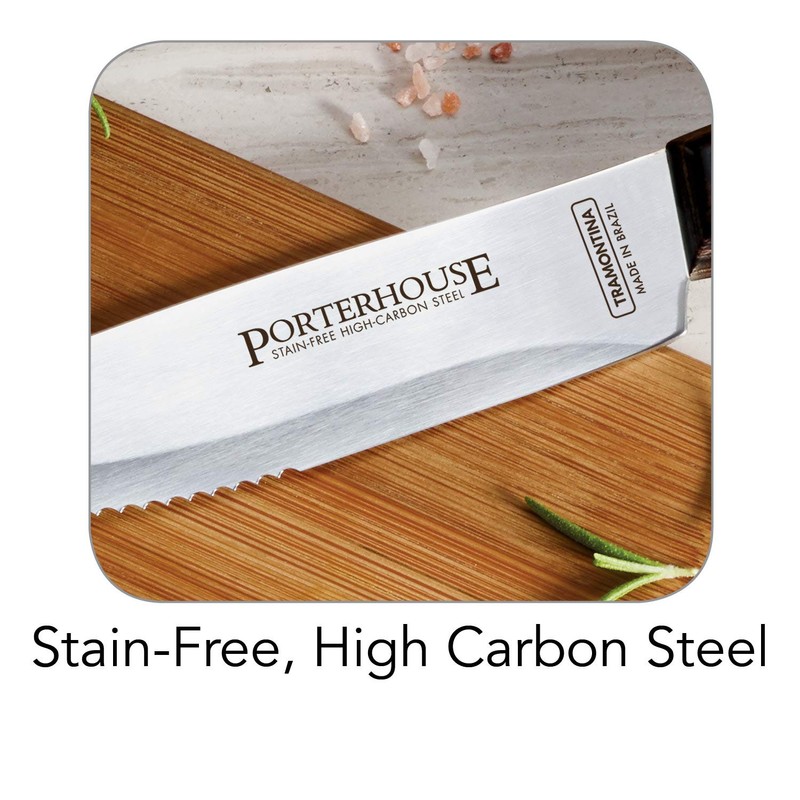 Tramontina Porterhouse 8-Piece Steak Knives, 5-Inch Stainless Steel High-Carbon Serrated