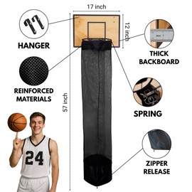 Basketball Hamper, Boys Laundry Basket, Basketball Laundry Hamper, Boys Room Decor, Spring Equipped, Thick Backboard, Zipper Bottom, Room Organizer, Gift for Kids