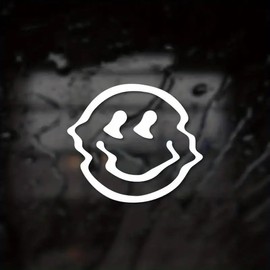 Twisted Happy Face Vinyl Decal Sticker 5 Inches Funny Smiley Decals for Vehicles Cars Bumper Helmet Window Boat CupBikes Trucks