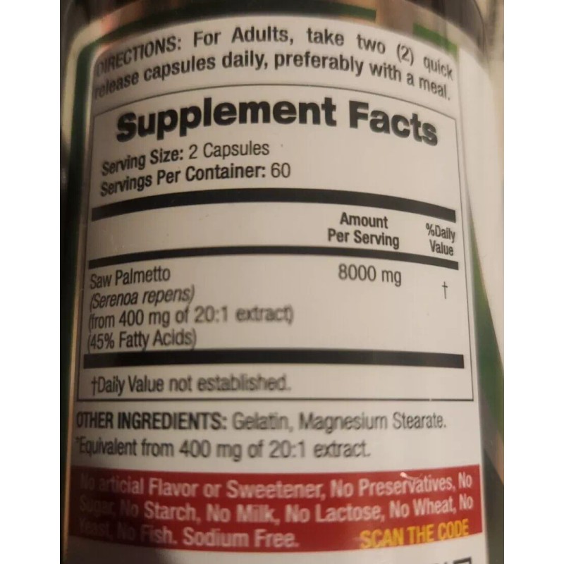 Fit Saw Palmetto 8000mg 120 Caps Prostate Support