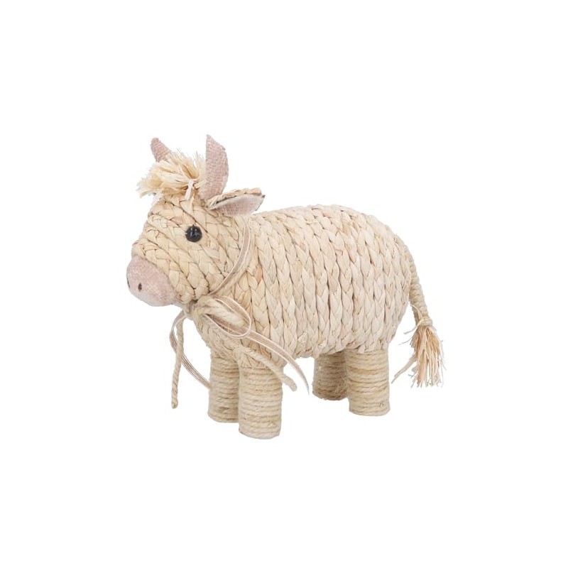 Gisela Graham Decorative Corn Husk Cow, Natural Woven Animal Ornament