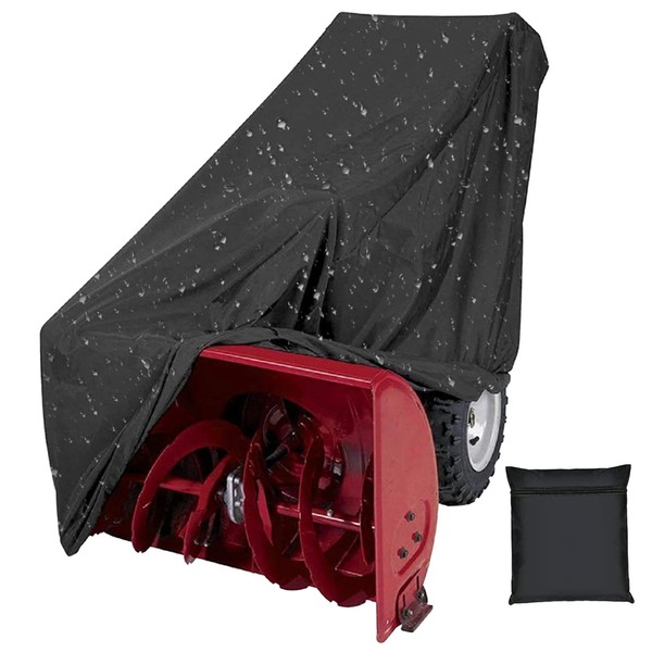 Snow Blower Cover 33 * 58 * 52 Inch Waterproof Snowblower Cover with Drawstring and Fixed Buckle Heavy Duty Universal Snow Thrower Cover with Storage Bag for All Weather Snow Blower Protection