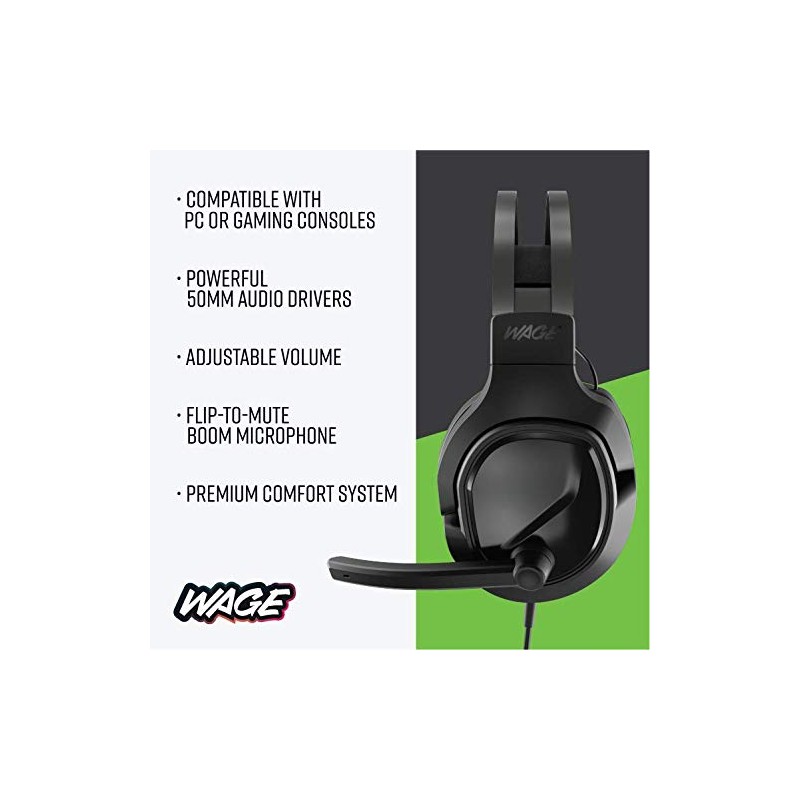 Wage Pro Universal Wired Gaming Headset - Black/Green