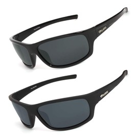 POLARKING 2 PACK Polarized Sport Sunglasses for Men Matte Finish Sun glasses Mirror Lens UV Blocking Black&Mate Black