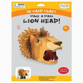 Lion 3D Full Head Mask Kit by Fiesta Crafts - Colourful & Easy to Assemble Head Costume - Complete Arts and Crafts Set to Improve Motor Skills, Creativity, & Imagination - Fits Kids & Adult Heads