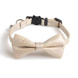 Luxury Cat Collar with Bow Tie and Bell, Secure Quick Release Buckle, ZACAL Cat Collars (Black and White) (Gold Glitter)