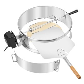 only fire Stainless Steel Multi-Purpose Rotisserie and Pizza Combo Kit for Weber 18" and Other Similar Kettle Grills - Include Pizza Peel and Pizza Stone