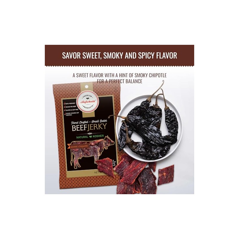 Aufschnitt Grass Fed Beef Jerky - Low Sodium, Certified Kosher