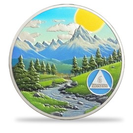 6 Month Sobriety Coin Gifts | Mountain Road AA Coin - HA AA Chip Medallion with Serenity Prayer | Narcotics Alcoholics Anonymous Gifts for Anniversary Month & Year for Men & Women in Recovery
