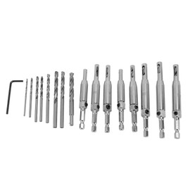 Self Centering Drill Bit Set 17pcs Woodworking Self Centering Drill Bit, Hex Shank Self Centering Hinge Tapper Core Drill Bit for Woodworking Window Door Hinge with 8 Drill Bits