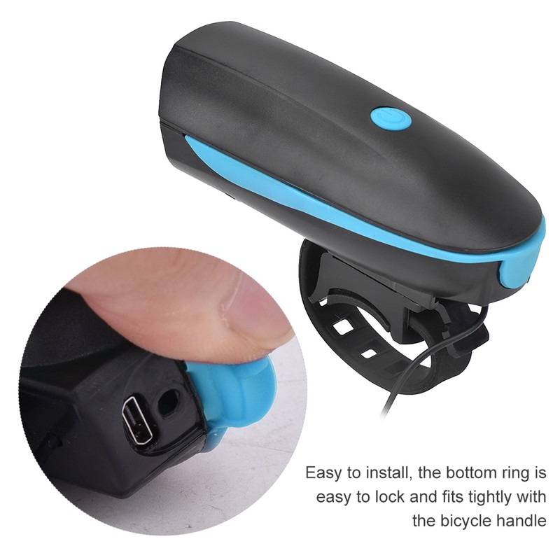 USB Charging Bike Headlight with 120DB Loud Horn Bicycle Light