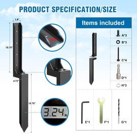 1 Pack 31.5in Fence Post Repair Kit Heavy Duty Thickened Steel Anchor Ground Stakes to Repaire Tilted and Broken Wooden Fence Post