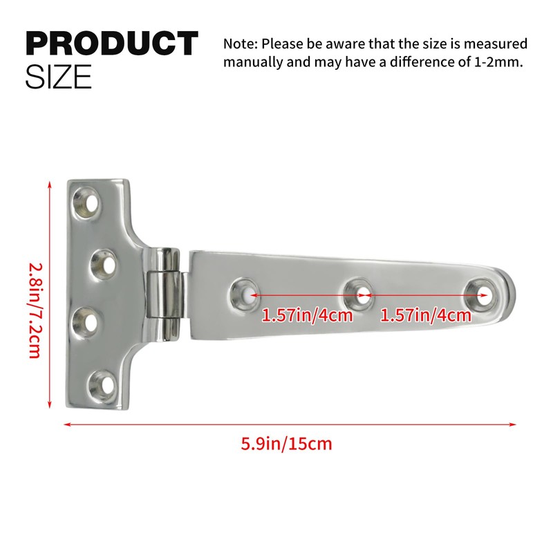 Zreneyfex 2 Pack Heavy Duty Marine Grade T Hinges (6''