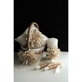 Rustic Wedding Decor, Flower Girl Basket and Ring Bearer Pillow Set, Wedding Accessories, Rustic Unity Candles, Wedding Decoration