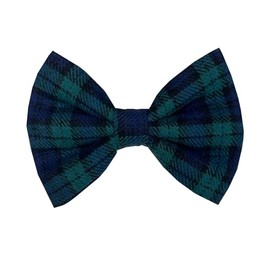 New Dogs Bow Tie Tartan woven Elastic Band attach COLLAR ACCESSORY Handmade UK (Large Tartan Green woven)