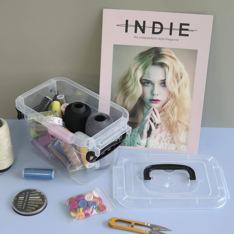 Idotry 6-Pack Mini Plastic Storage Latch Box, 1.5 L Clear