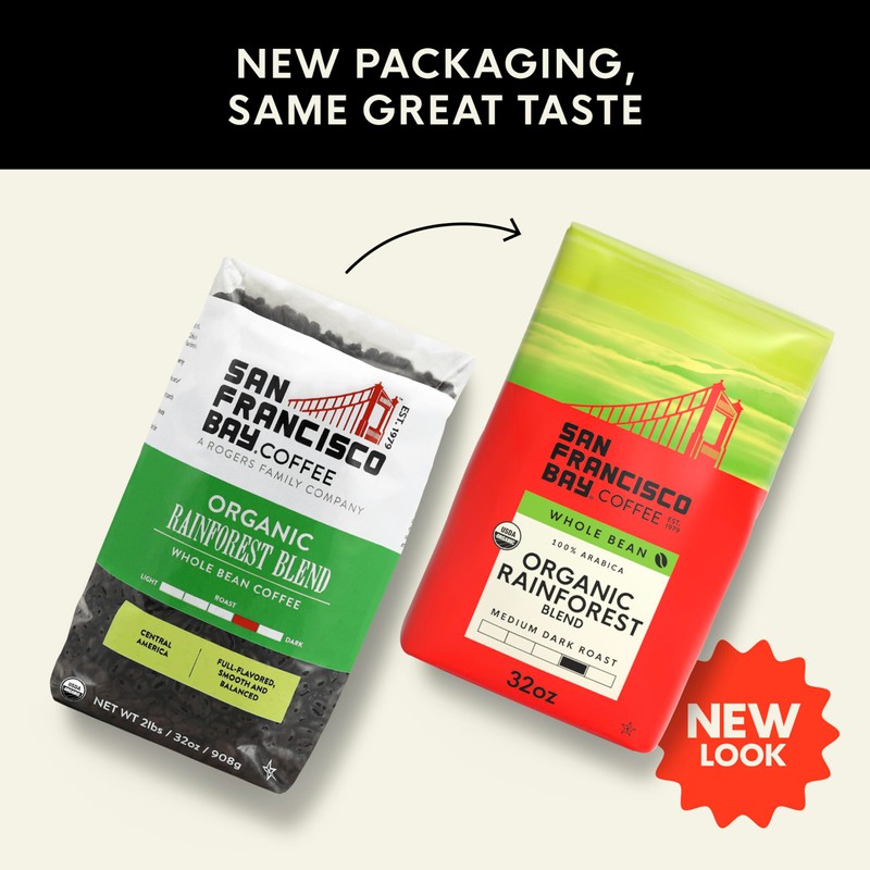 San Francisco Bay Whole Bean Coffee, Organic Rainforest Blend (32