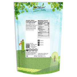 Food to Live Organic Omega Power Flax and Chia Seeds Blend, 8 Oz Cold-Milled from Whole Seeds, Non-GMO, Vegan, Kosher, Bulk. Rich in Omega 3 Fatty Acids. Perfect for Smoothies and Shakes