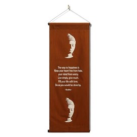 G6 Collection Inspirational Wall Decor Buddha Banner, Inspiring Quote Wall Hanging Scroll, Affirmation Motivational Uplifting Message Art Decoration, Thought Saying Tapestry Buddha - The Way, Brown